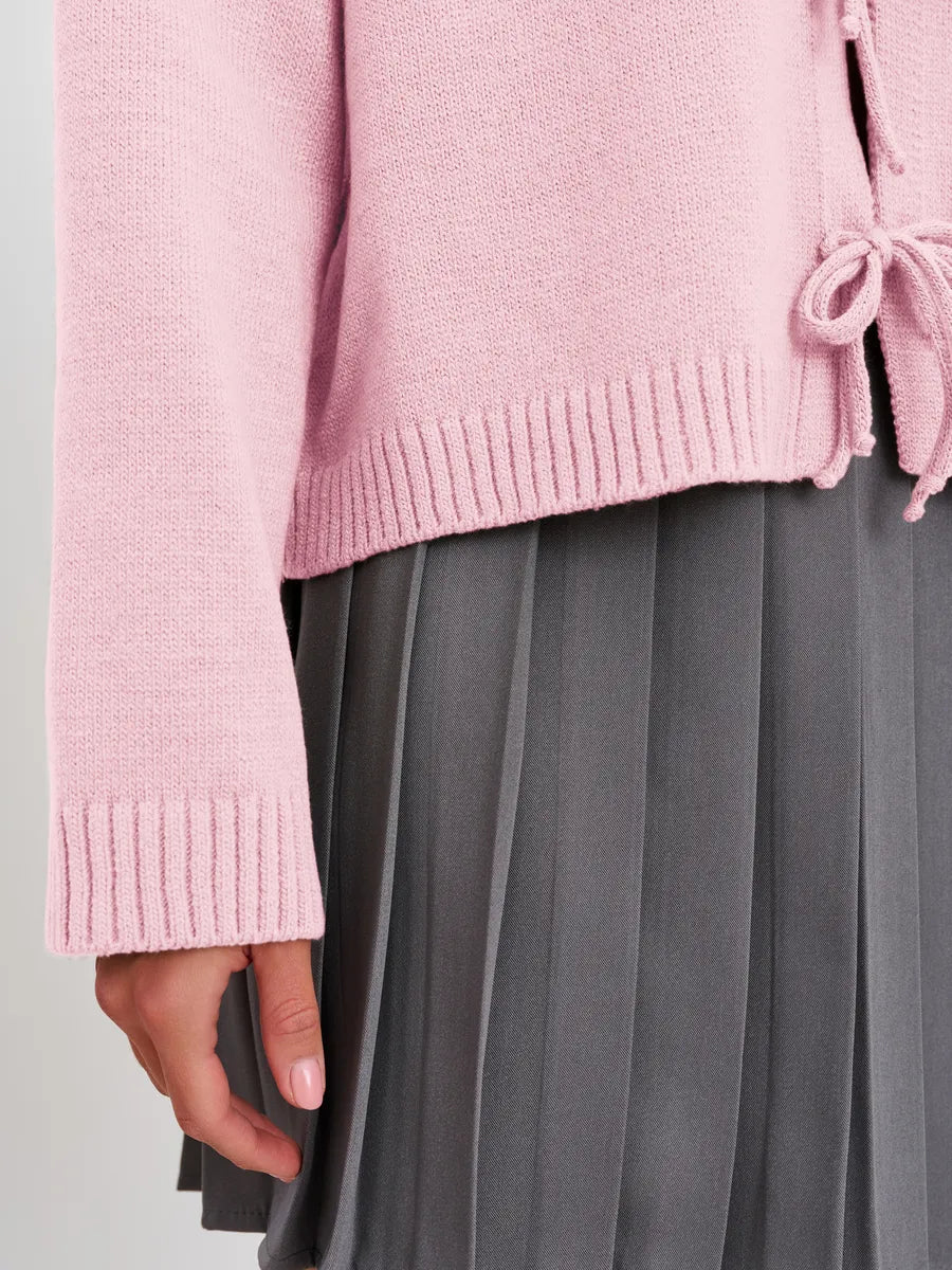 Loose Cardigan With Ribbon Buttons
