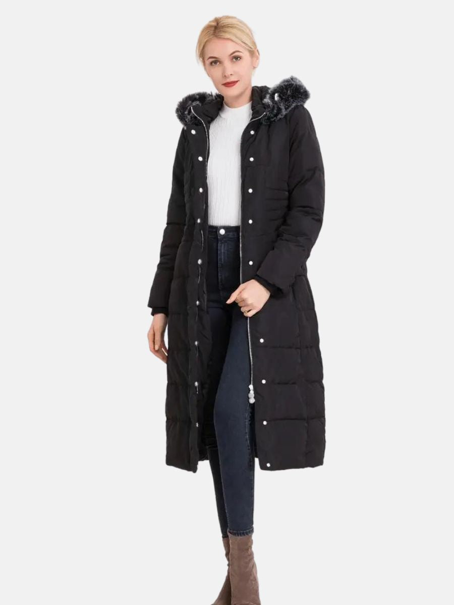 jacket with button closure and hood