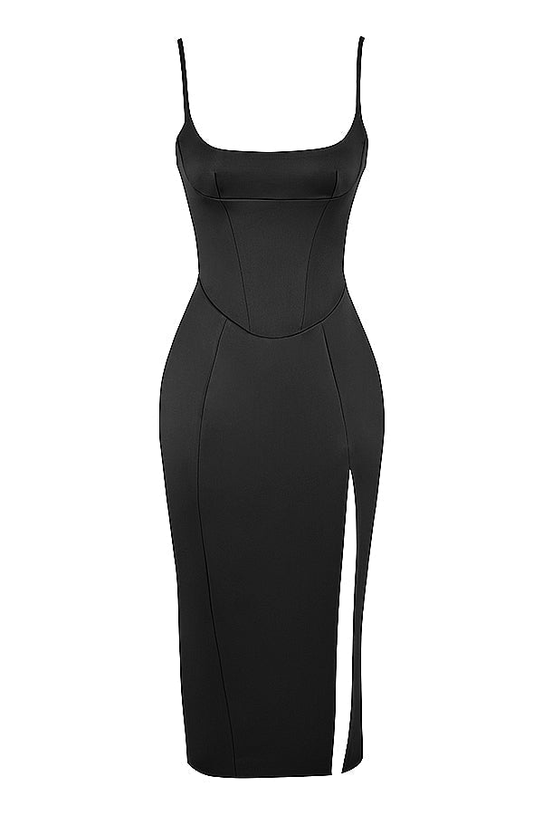 Midi dress with satin corset