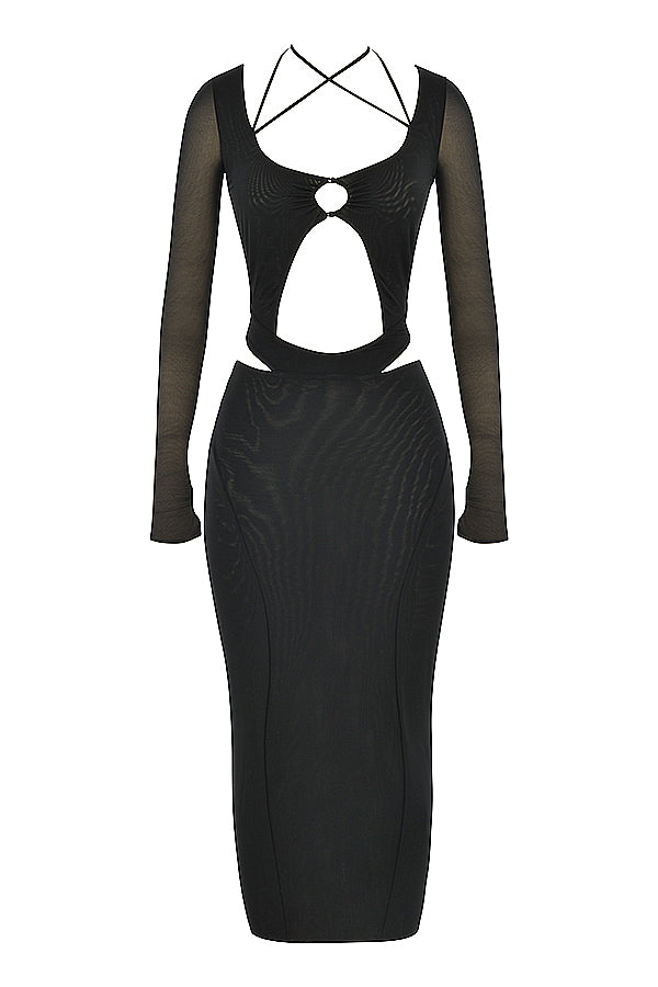 Black cut out midi dress