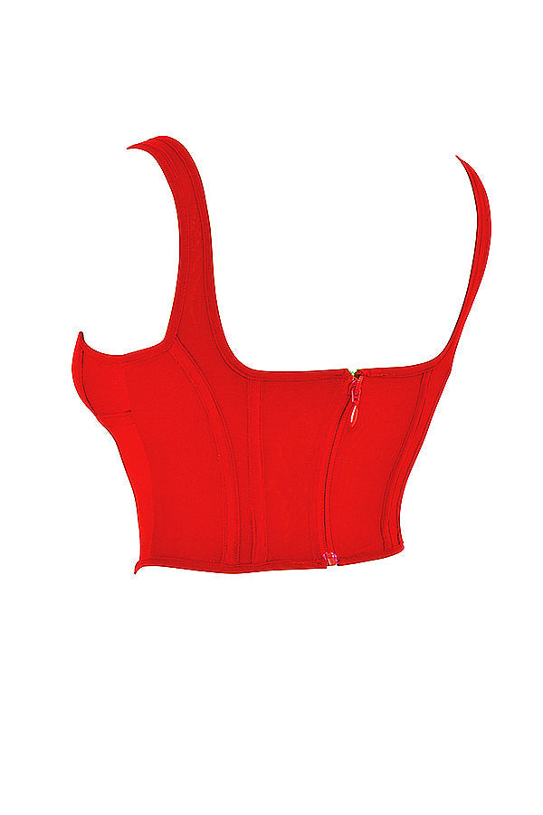 Mesh corset with satin midi skirt with low waist