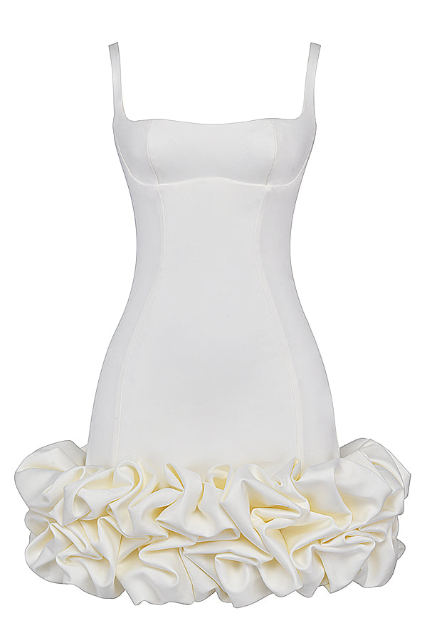 Black dress with ruffles at the hem