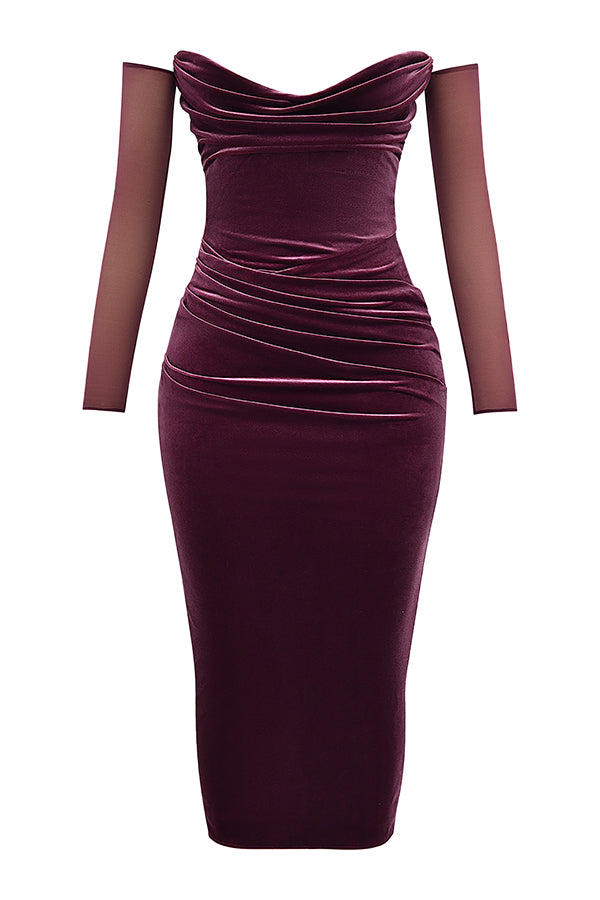 Mulberry strapless midi dress