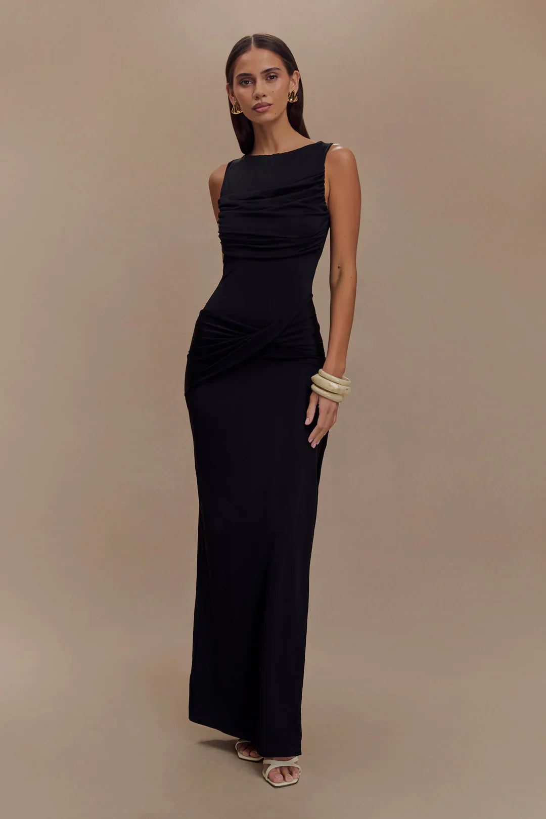 Backless Ruched Maxi Tank Dress
