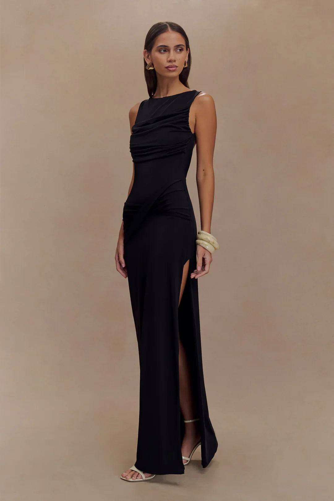 Backless Ruched Maxi Tank Dress