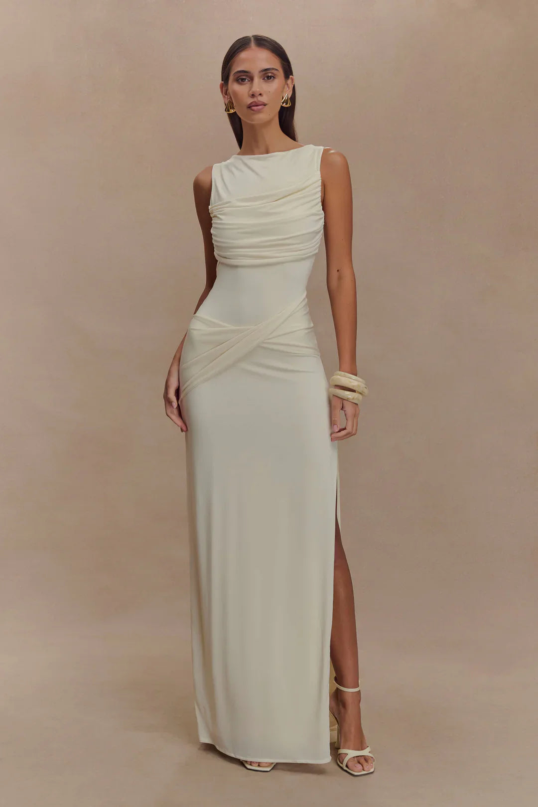 Backless Ruched Maxi Tank Dress