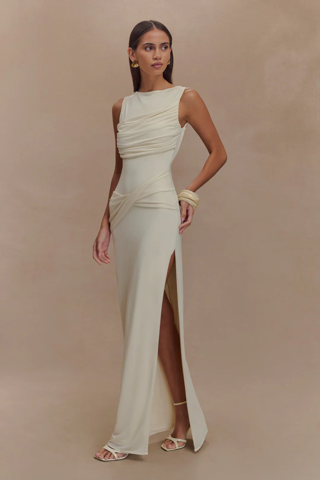 Backless Ruched Maxi Tank Dress