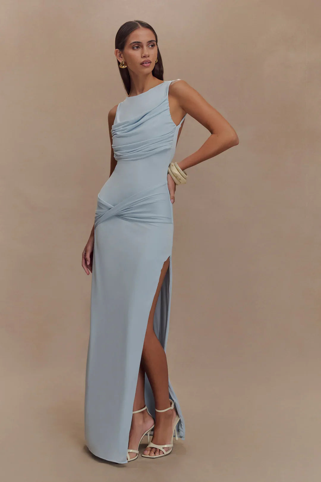Backless Ruched Maxi Tank Dress