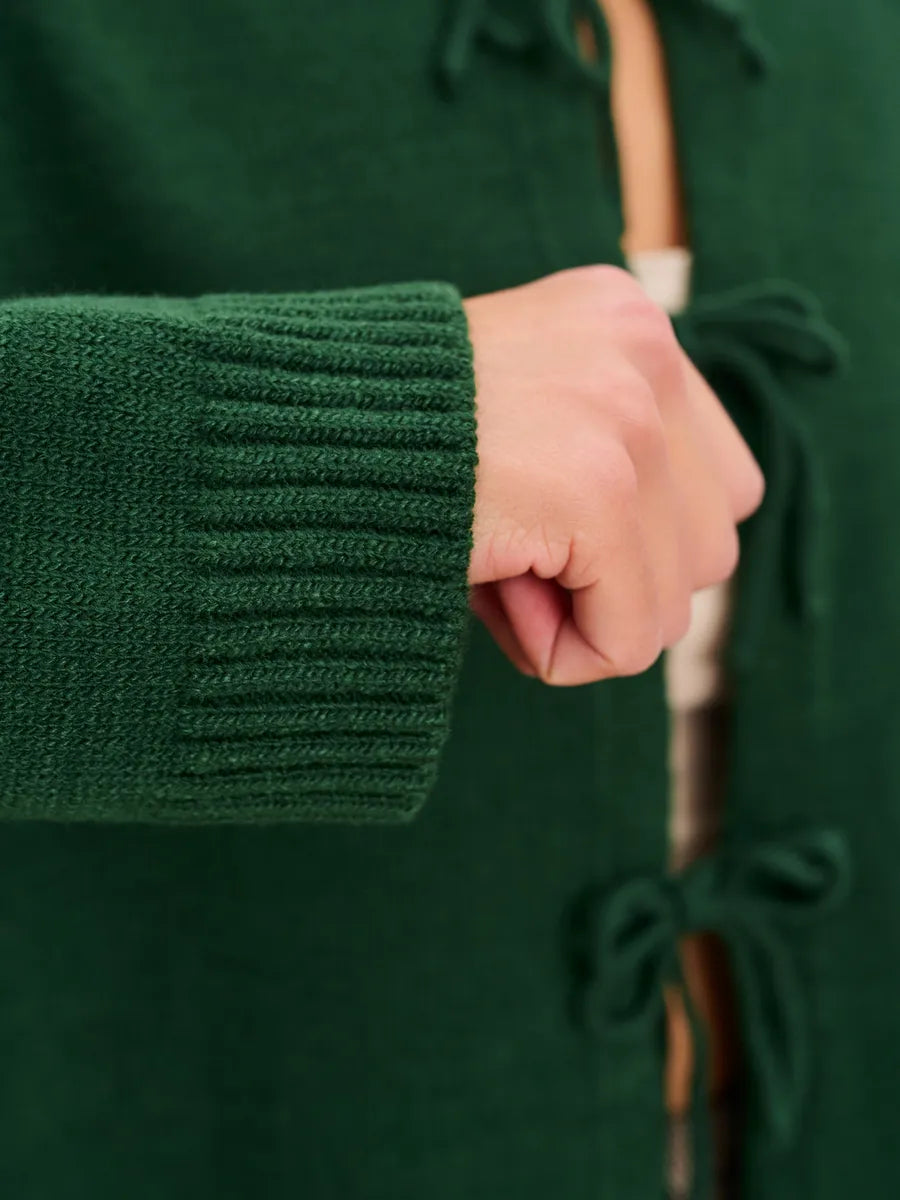 Loose Cardigan With Ribbon Buttons