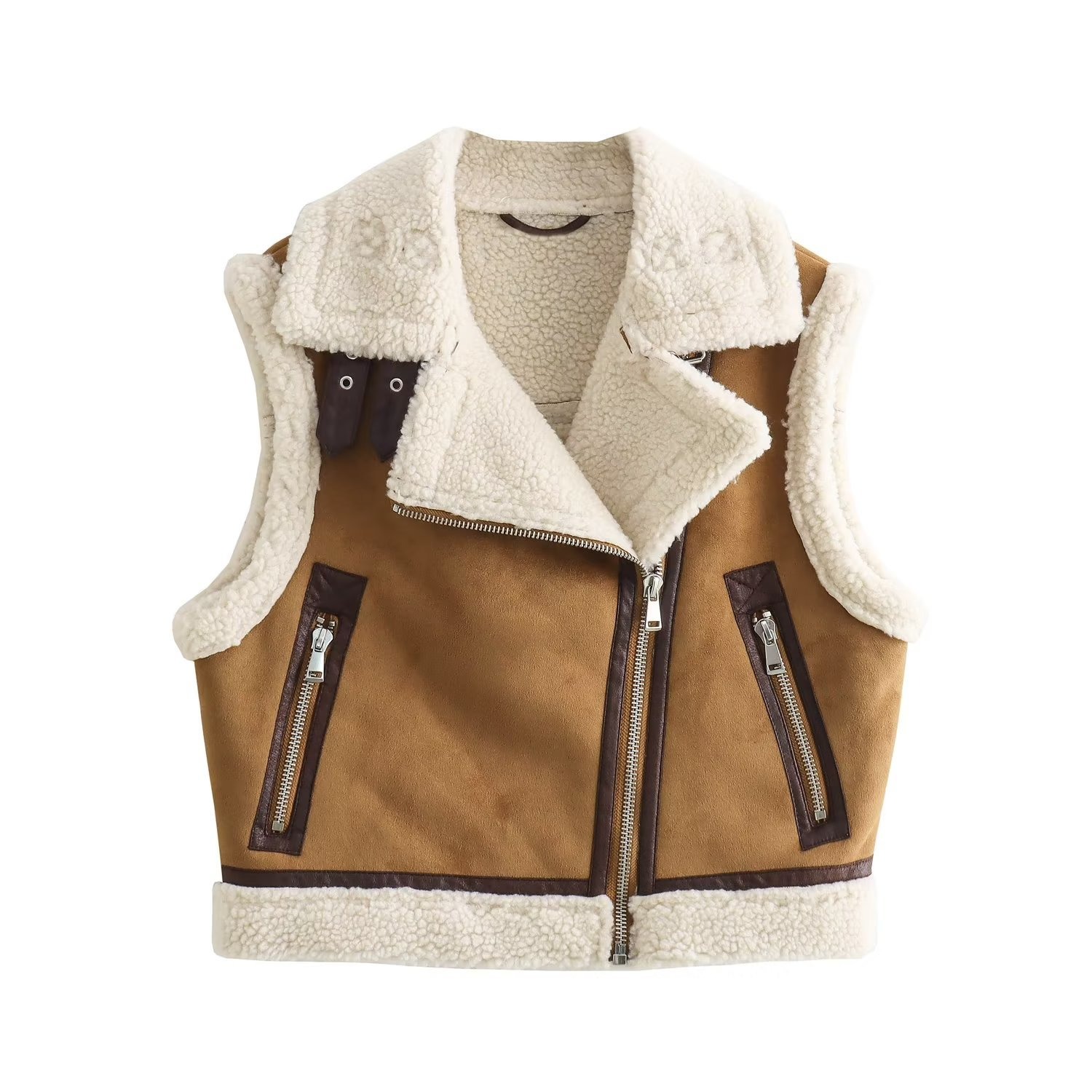 Vest jacket with fur
