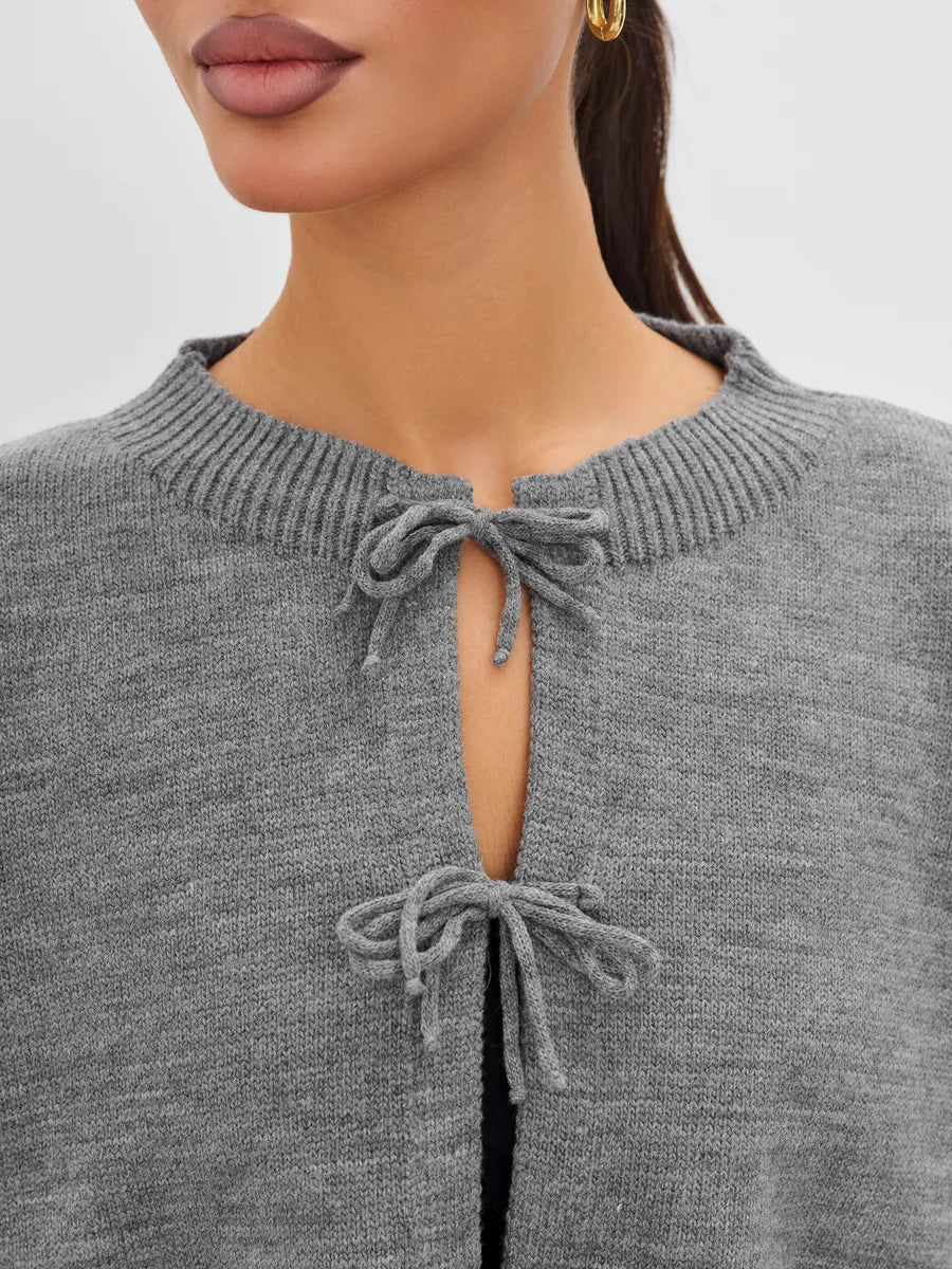 Loose Cardigan With Ribbon Buttons