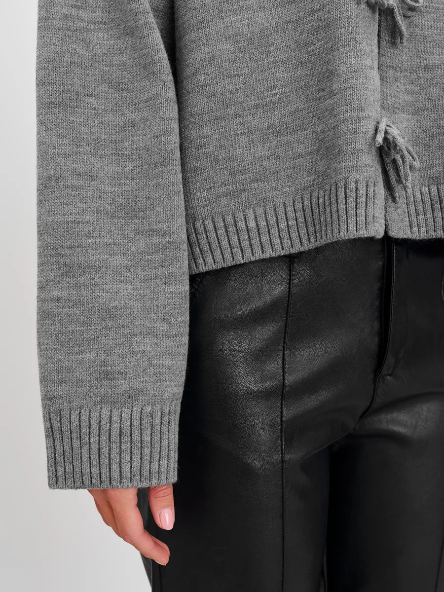 Loose Cardigan With Ribbon Buttons