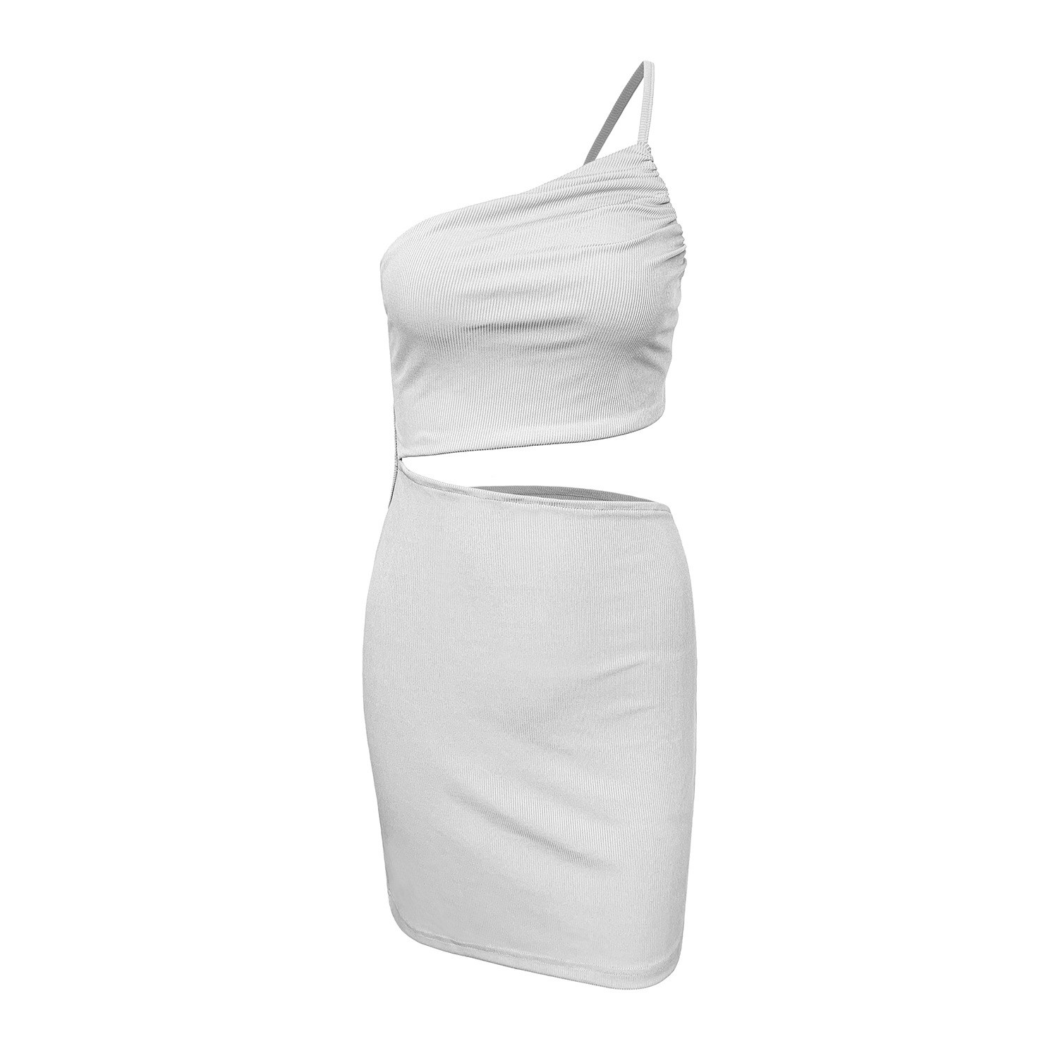 Bodycon mocha dress with one shoulder