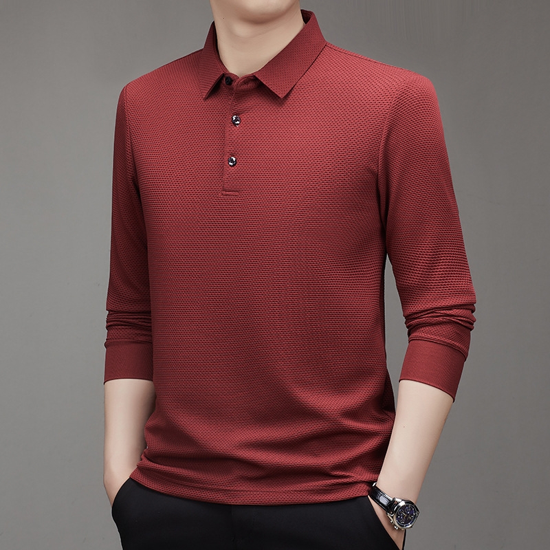 Honeycomb check long sleeve T-shirt