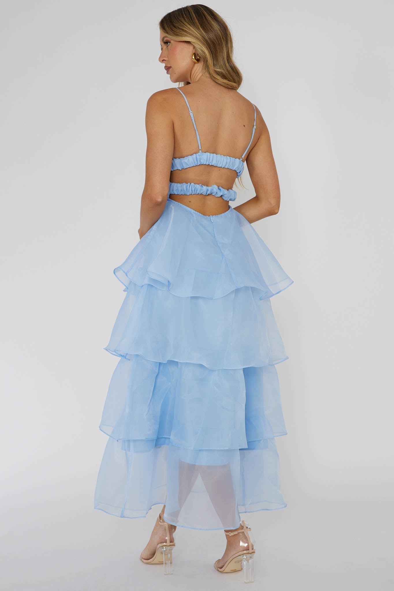 Ruffle Blue Midi Dress