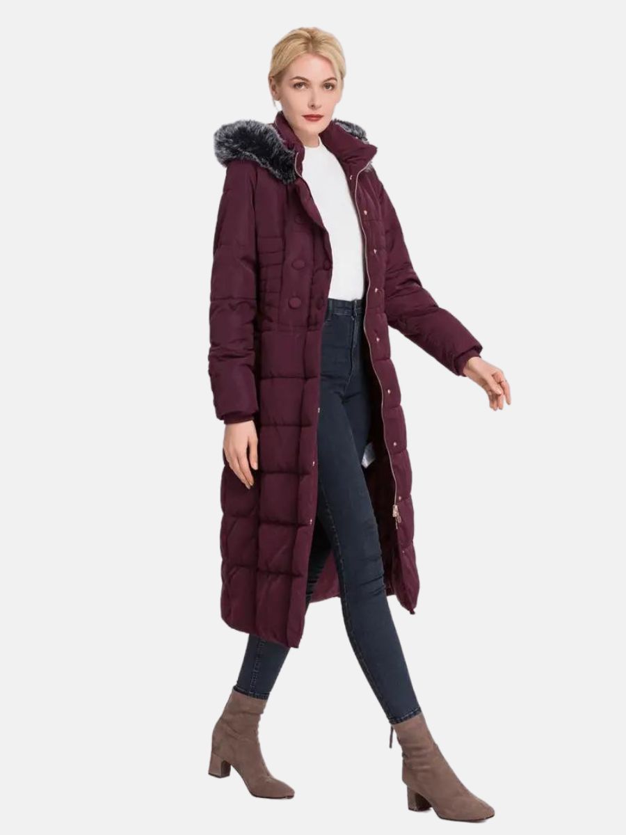 jacket with button closure and hood