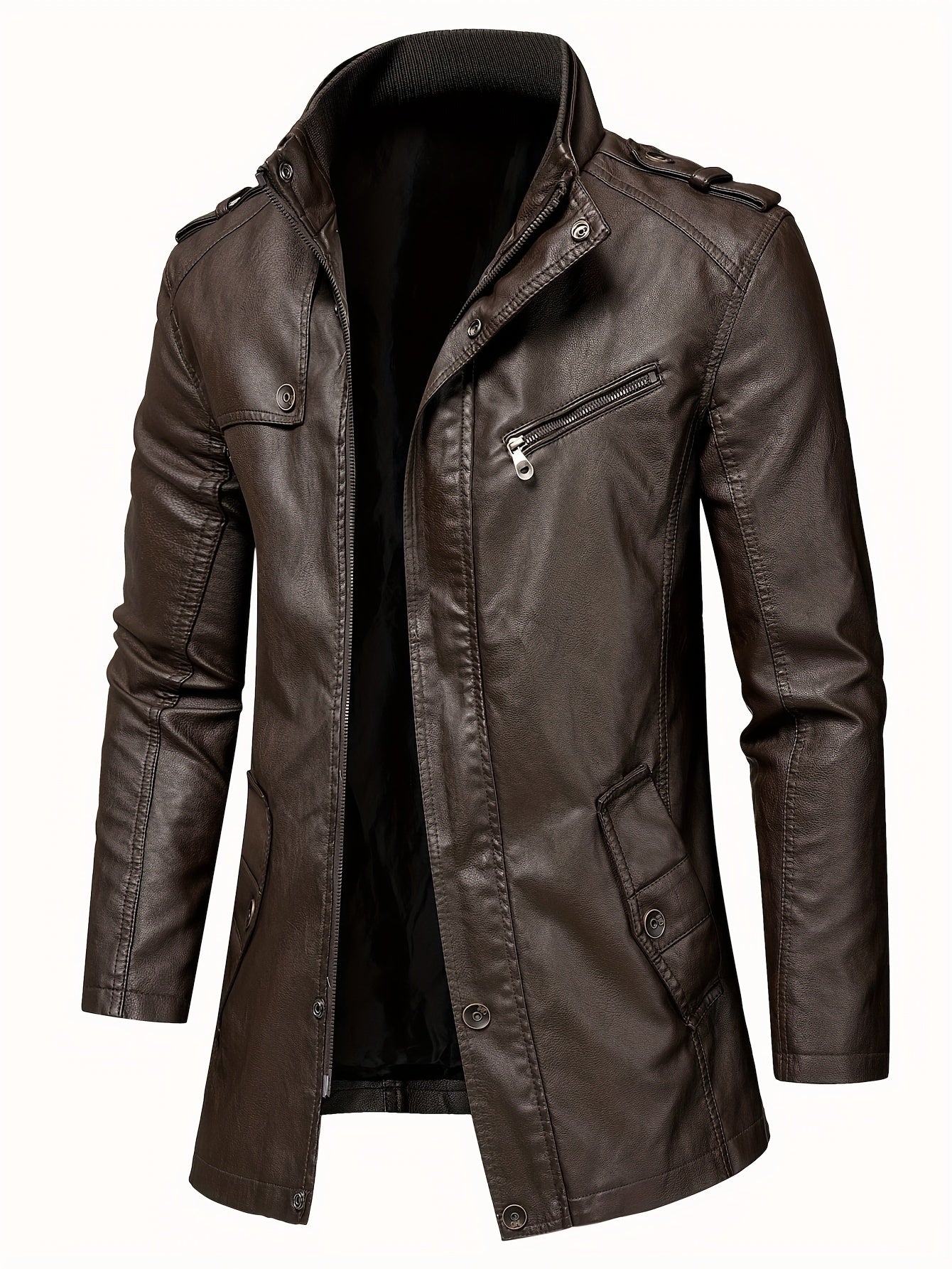 Long leather jacket for men