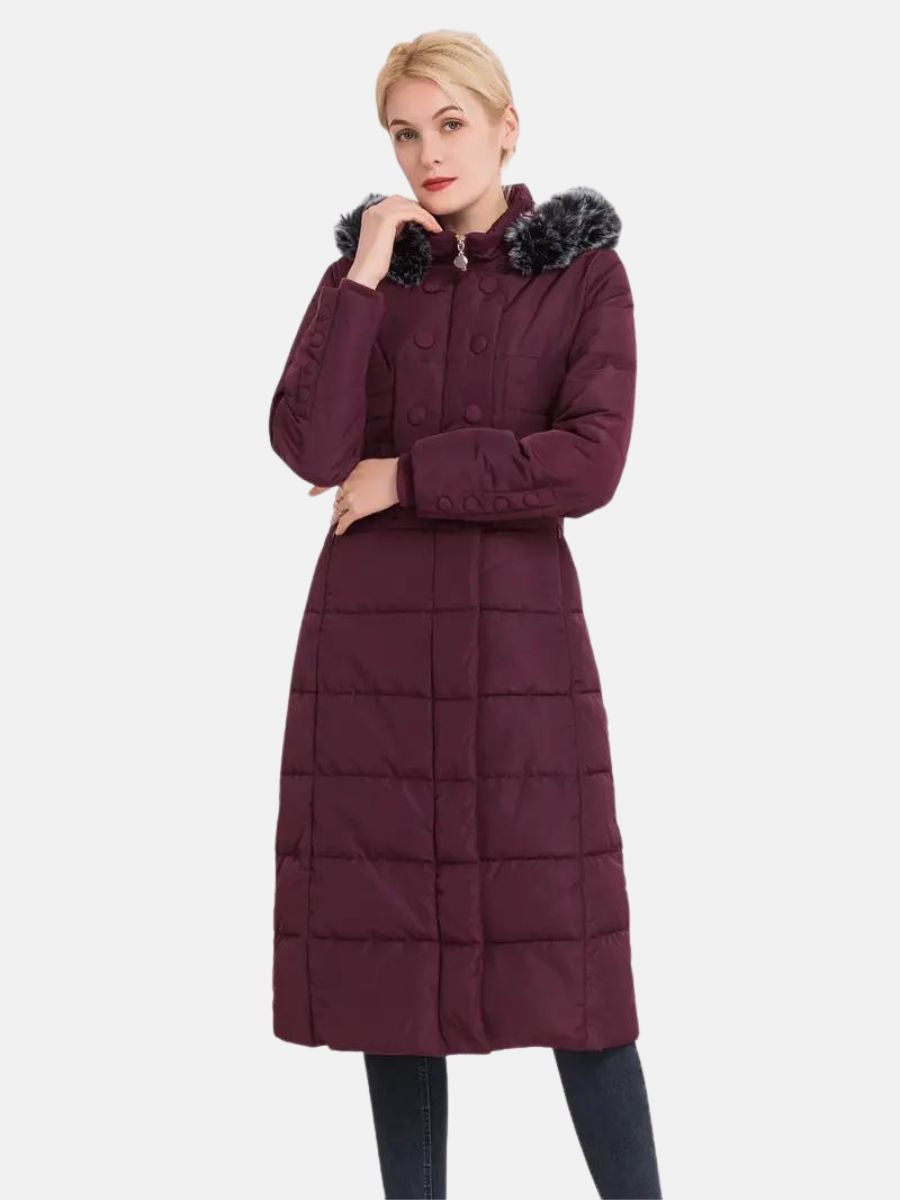 jacket with button closure and hood