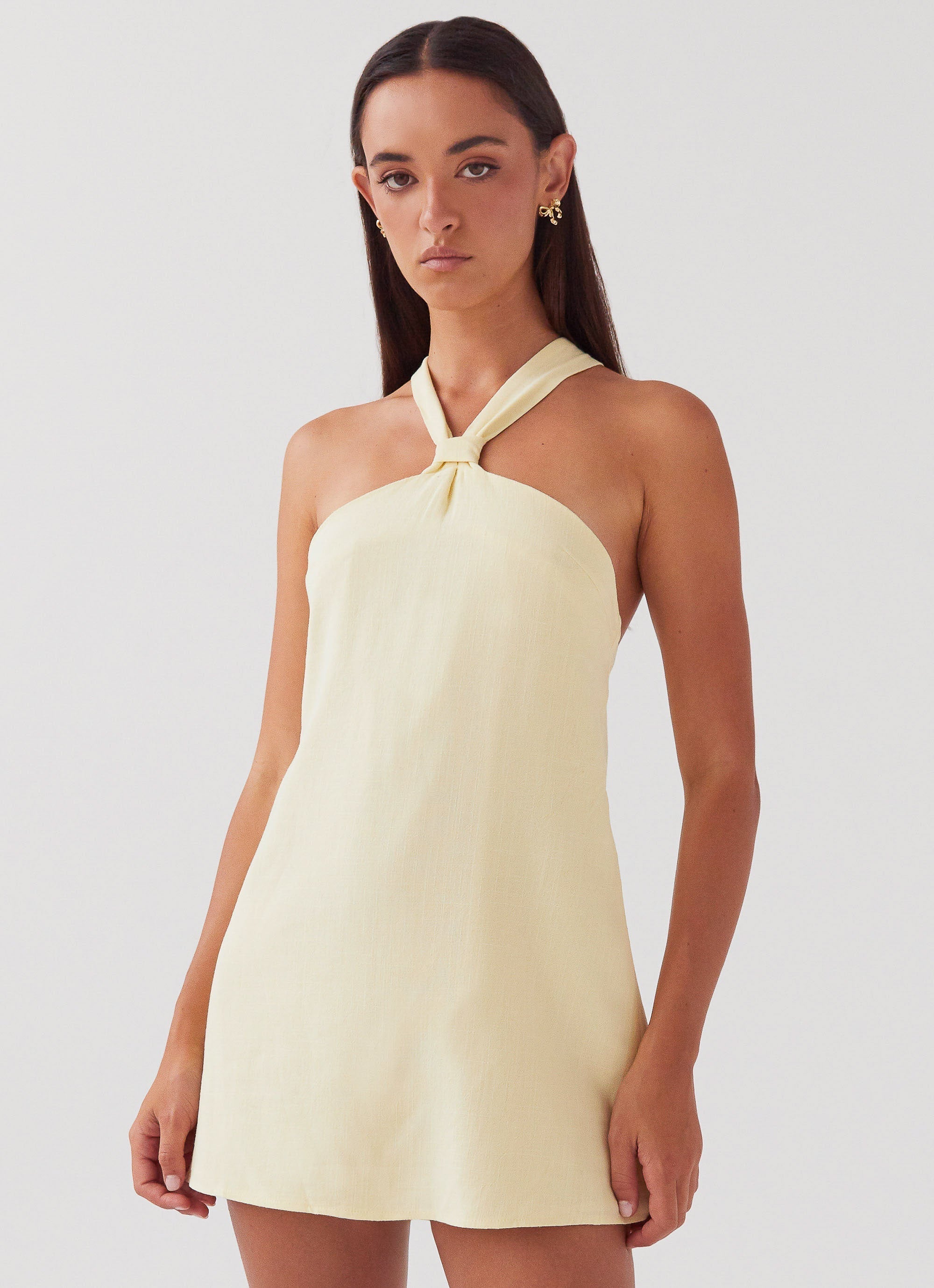Lemon Mini Dress With Lace At The Back