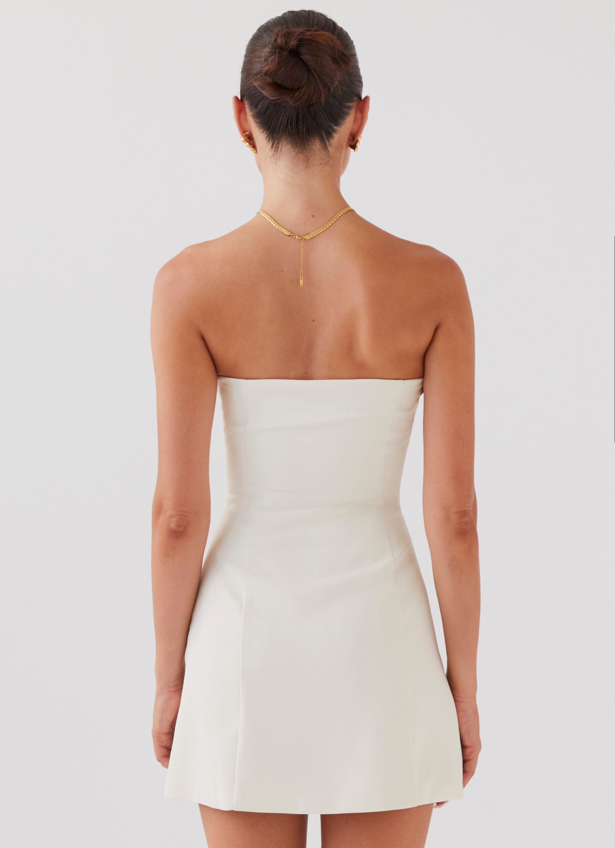 Ivory White Strapless Mini Dress