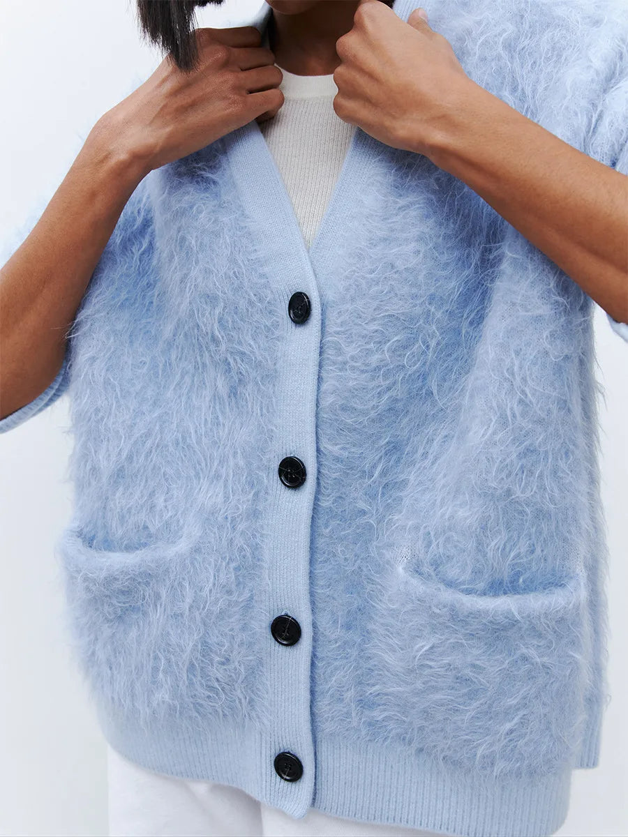 Loose Cardigan With Fur