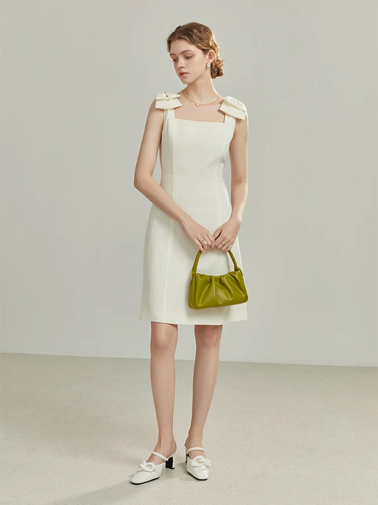 Midi Dress With Bow Shoulders