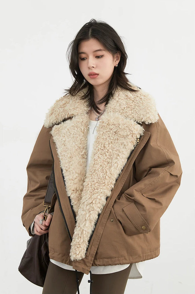 Loose Casual Jacket With Exterior Fur