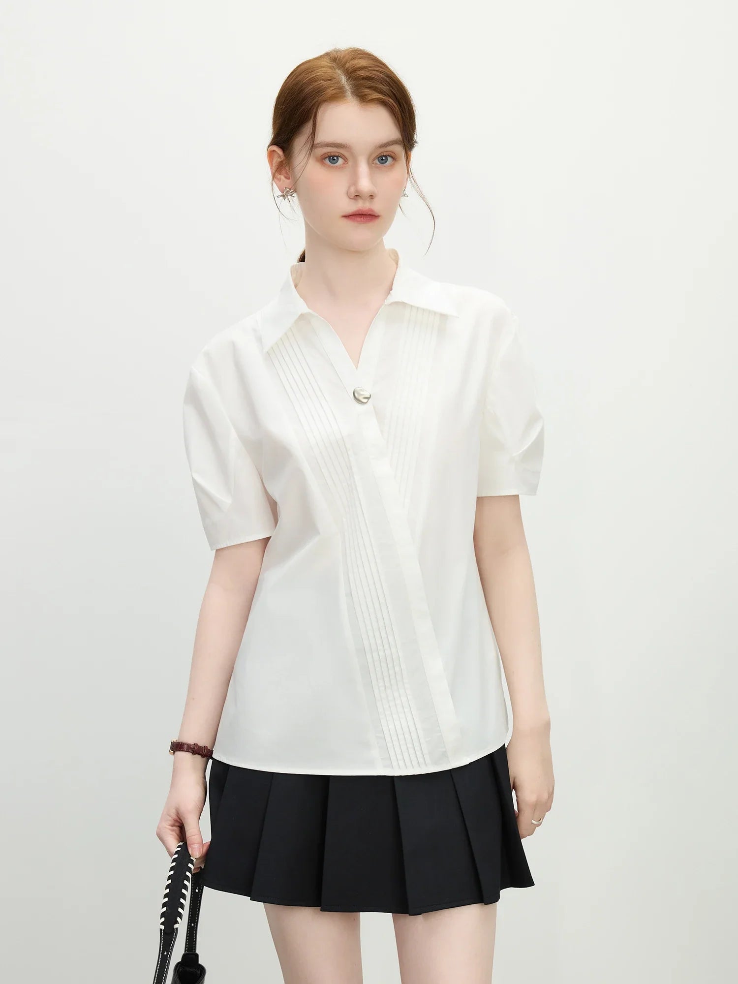 Stripe texture Blue Short-Sleeved Shirt