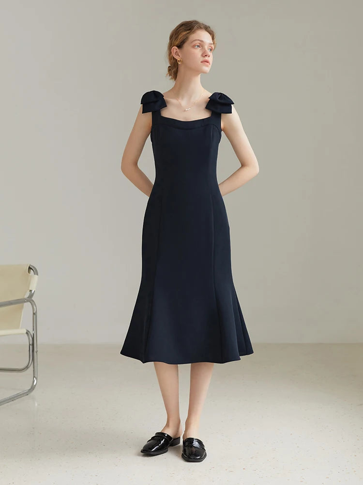 Midi Dress With Bow Shoulders