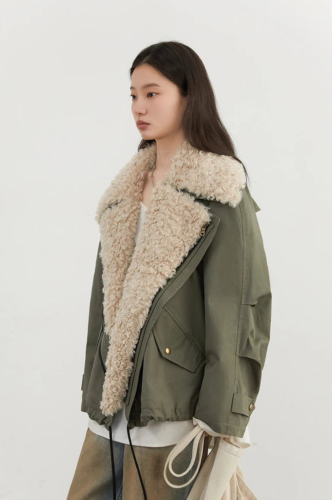 Loose Casual Jacket With Exterior Fur