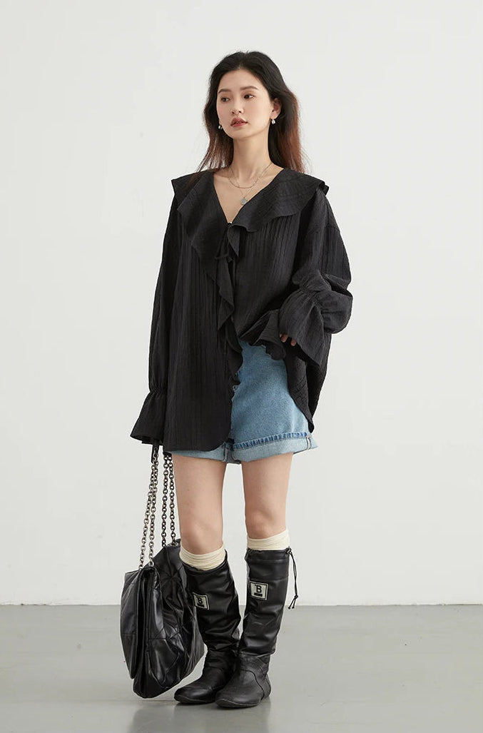 Casual Ruffled Loose Blouses