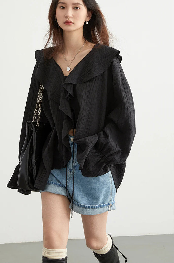 Casual Ruffled Loose Blouses