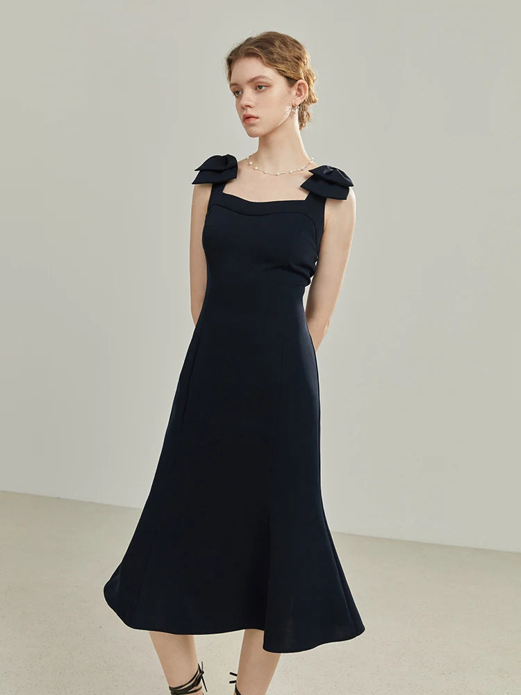 Midi Dress With Bow Shoulders