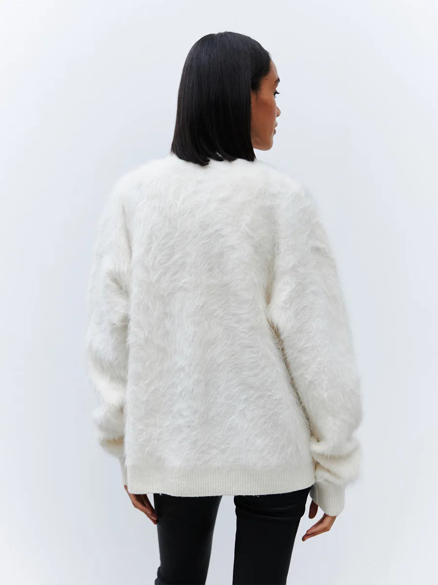 Loose Cardigan With Fur