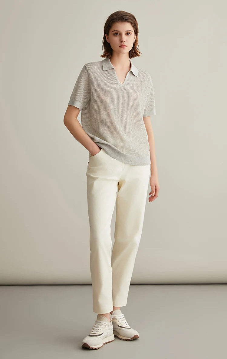 Linen Silk Polo Shirt