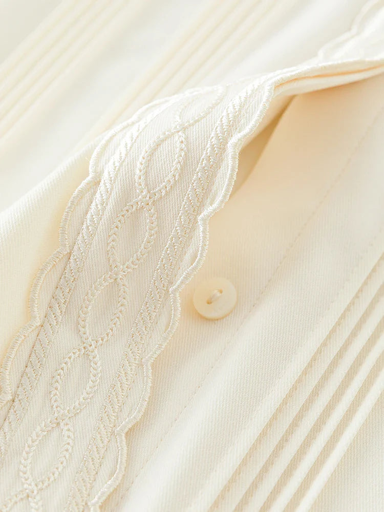 Cool Fiber Versatile Embroidery Beige Top