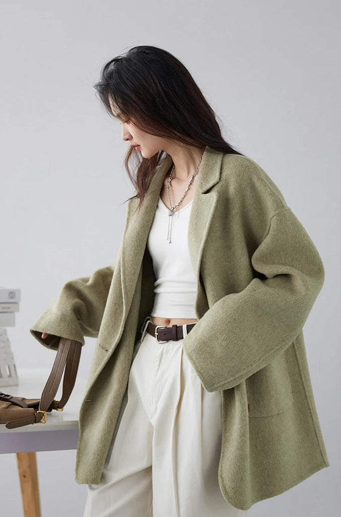 Loose Casual Wool Short Coat