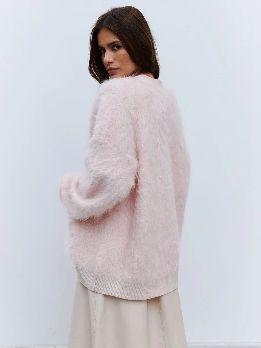 Loose Cardigan With Fur