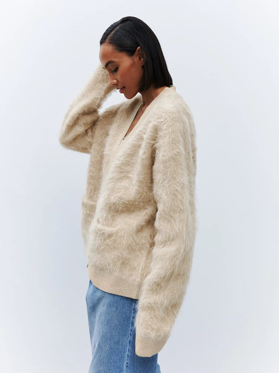 Loose Cardigan With Fur