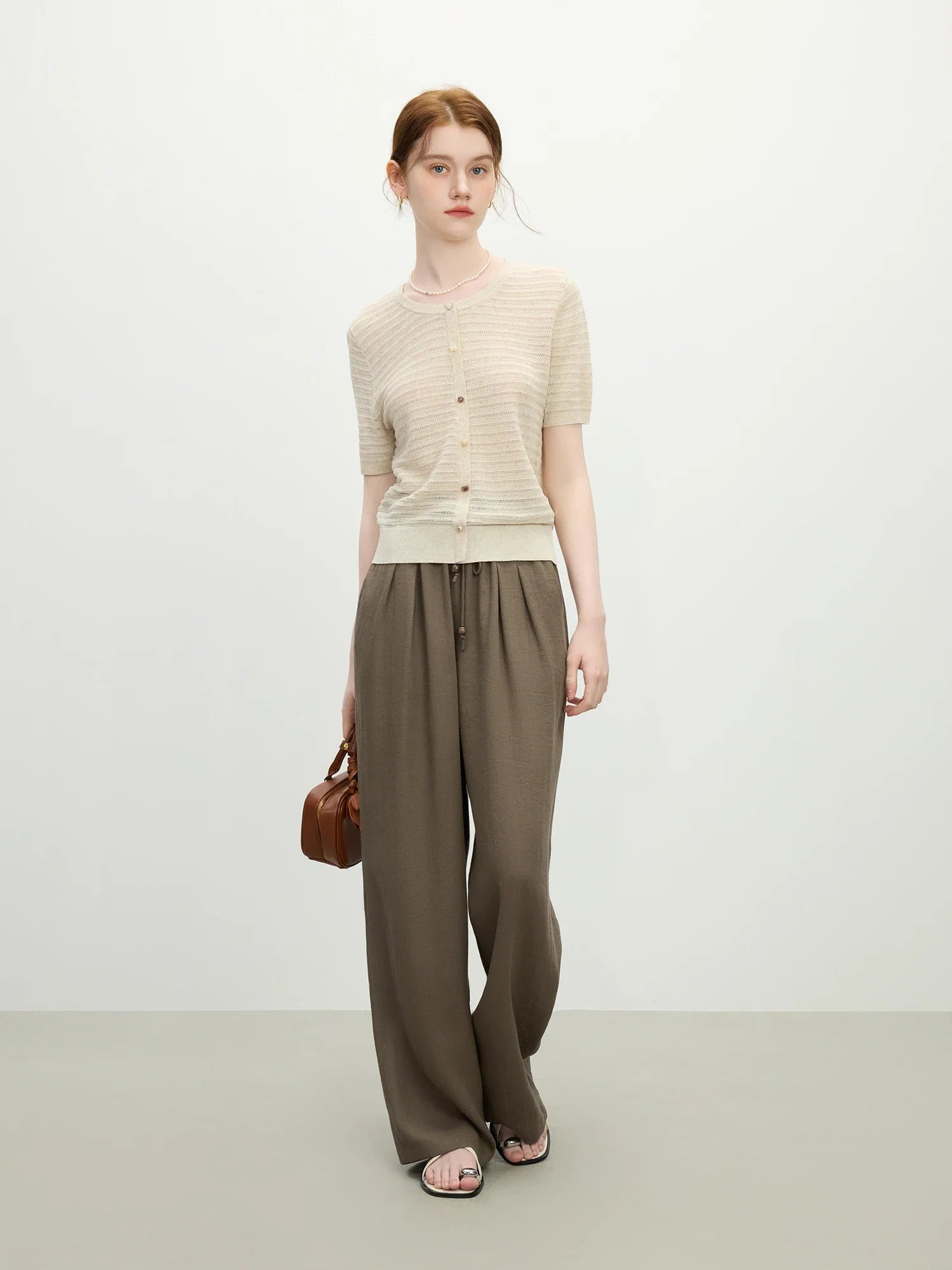 Beige Crochet Knit Top