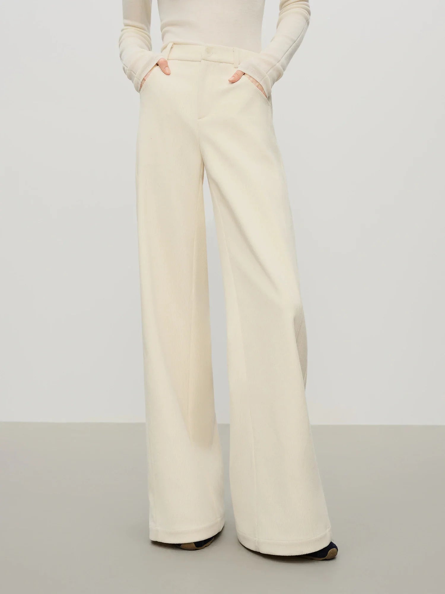Casual Herringbone Fabric Pants