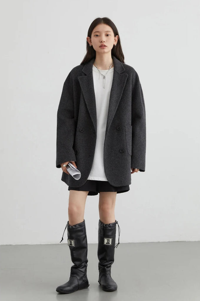 Loose Casual Wool Short Coat