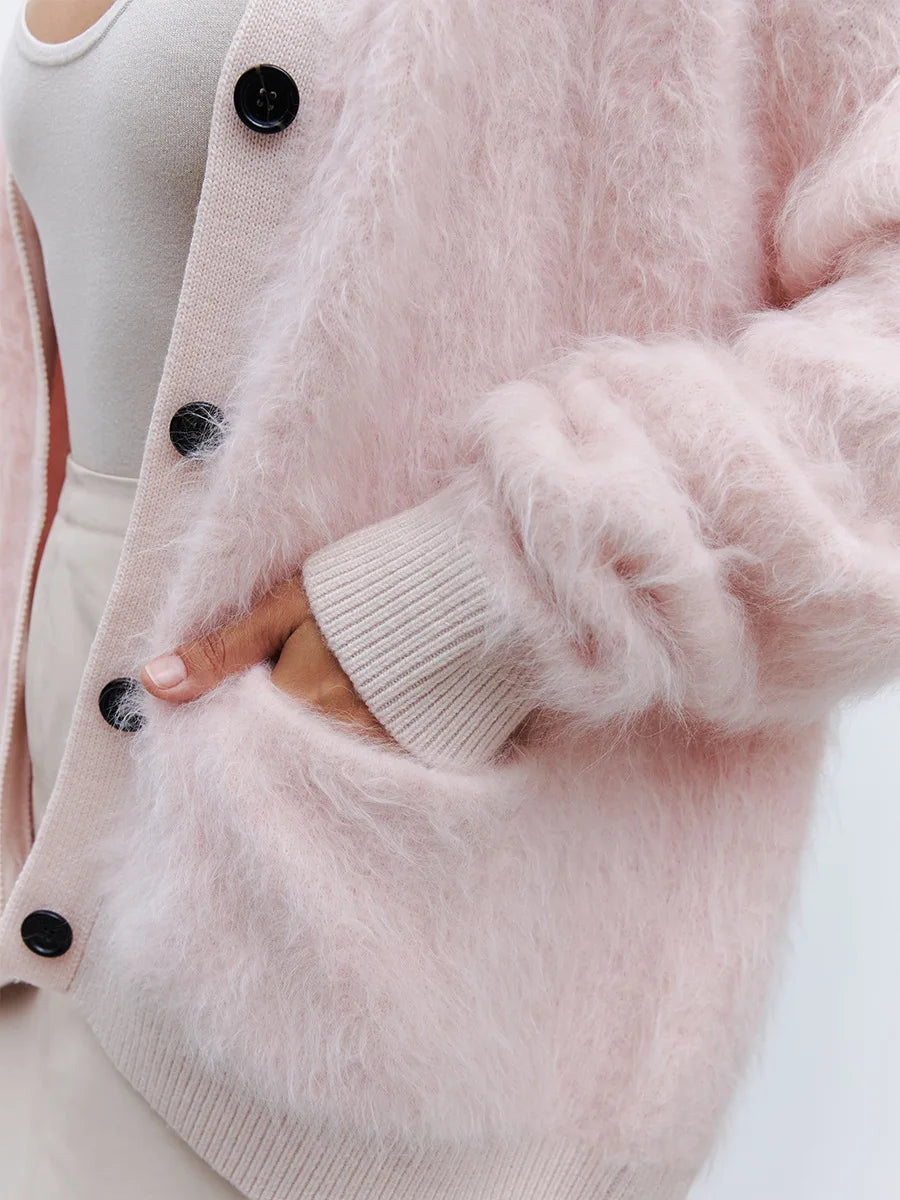 Loose Cardigan With Fur