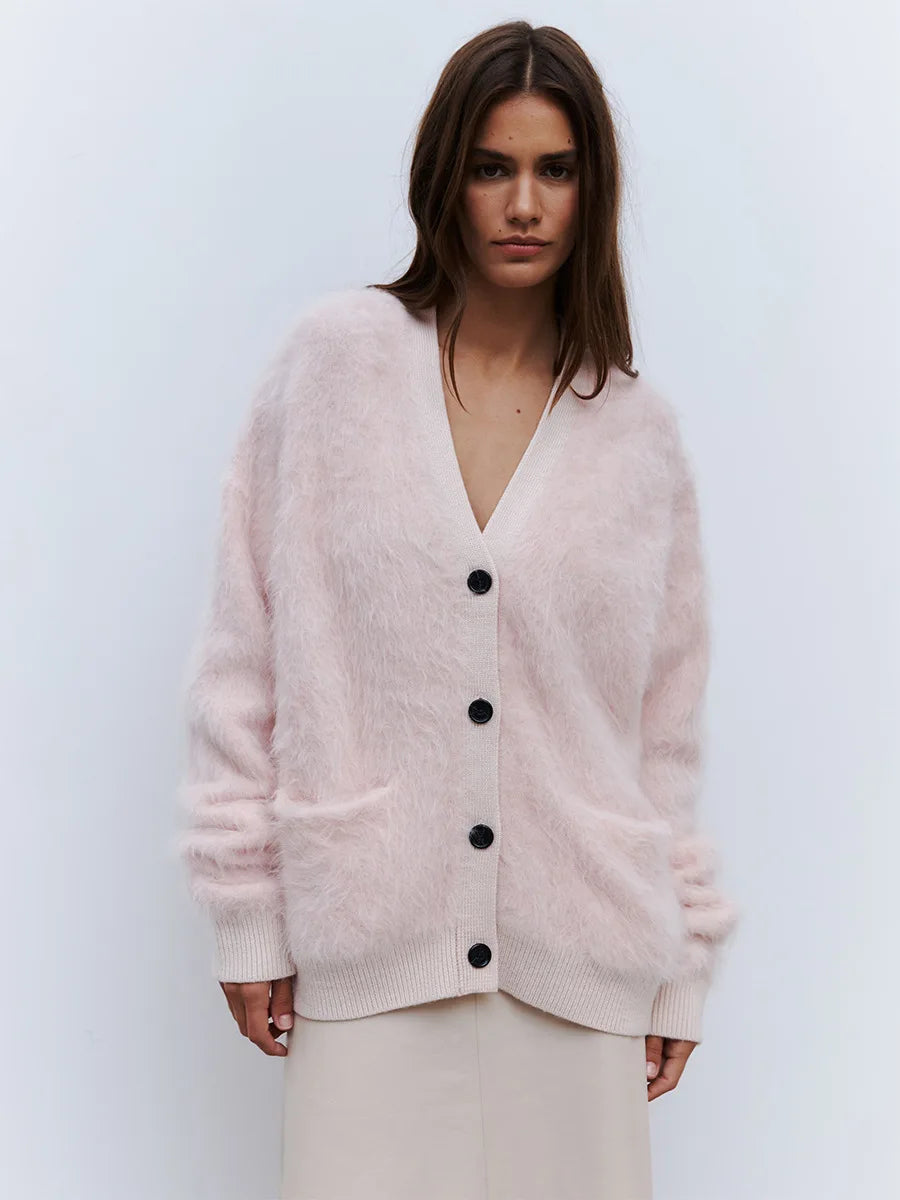 Loose Cardigan With Fur