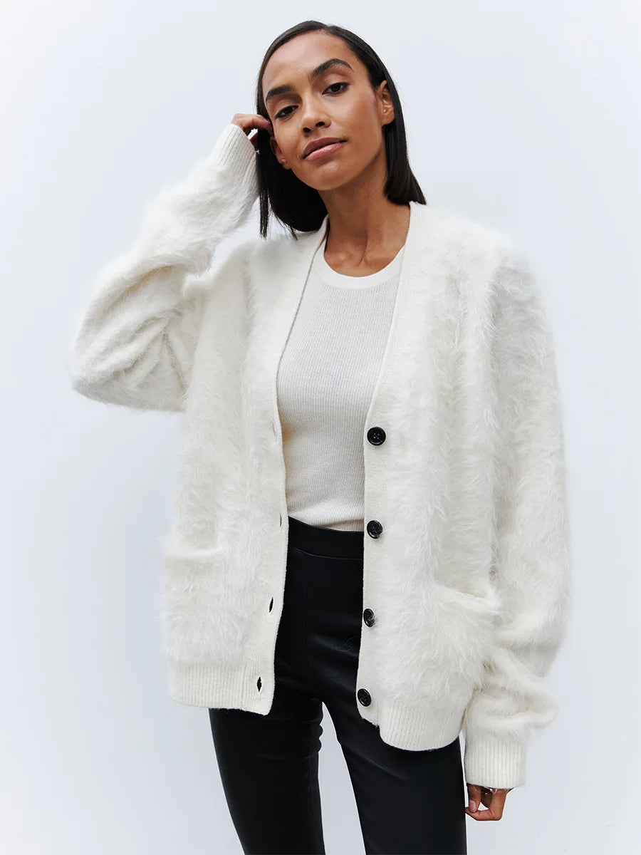 Loose Cardigan With Fur