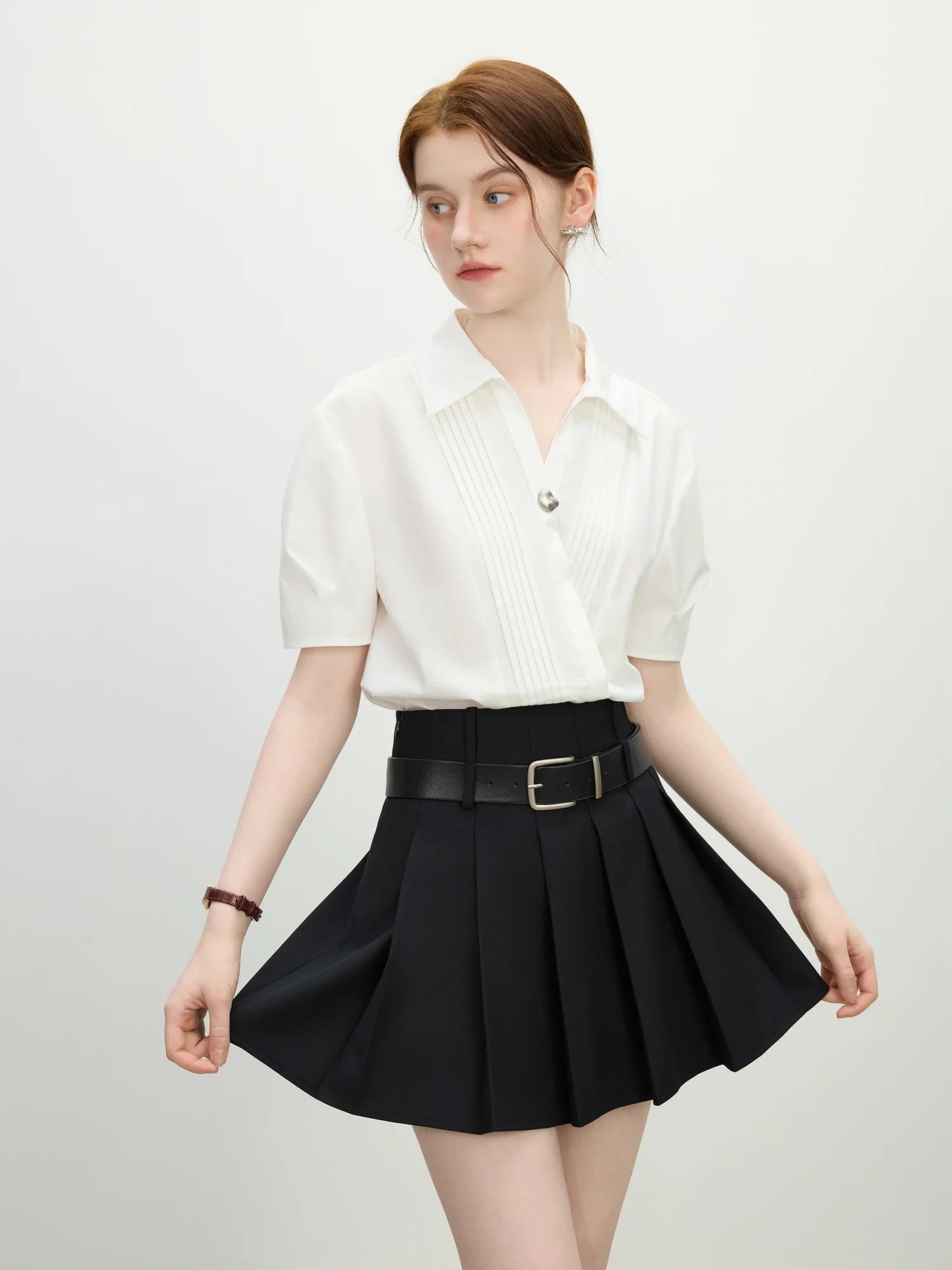 Stripe texture Blue Short-Sleeved Shirt