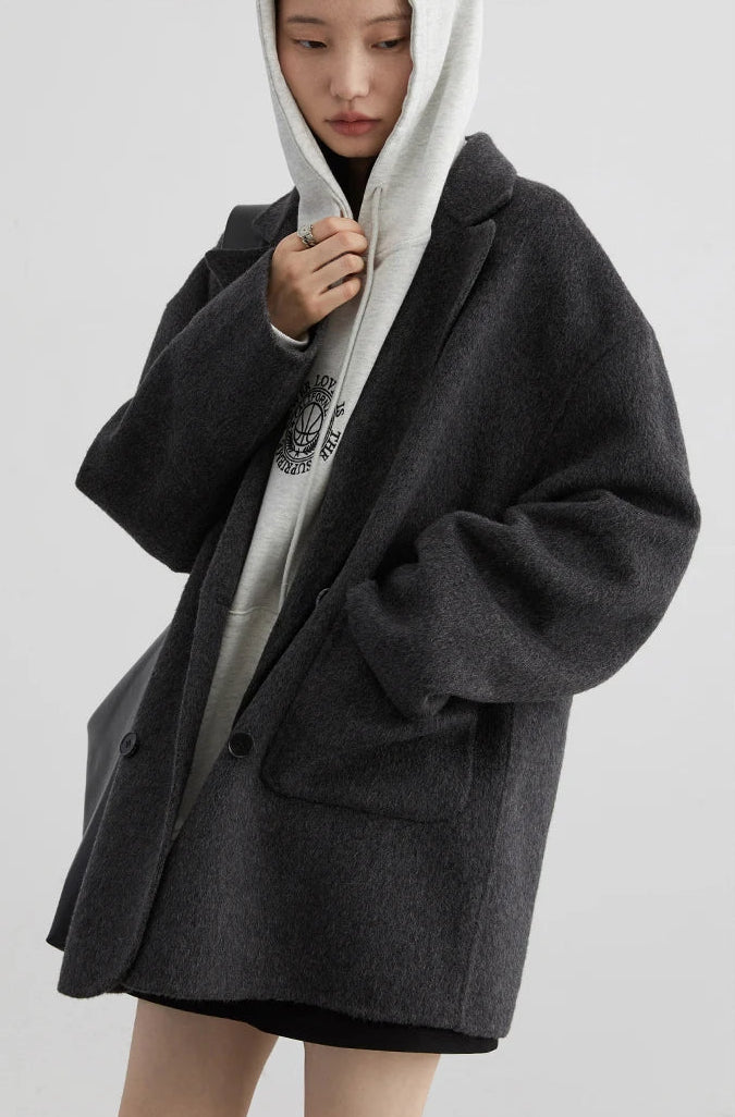 Loose Casual Wool Short Coat