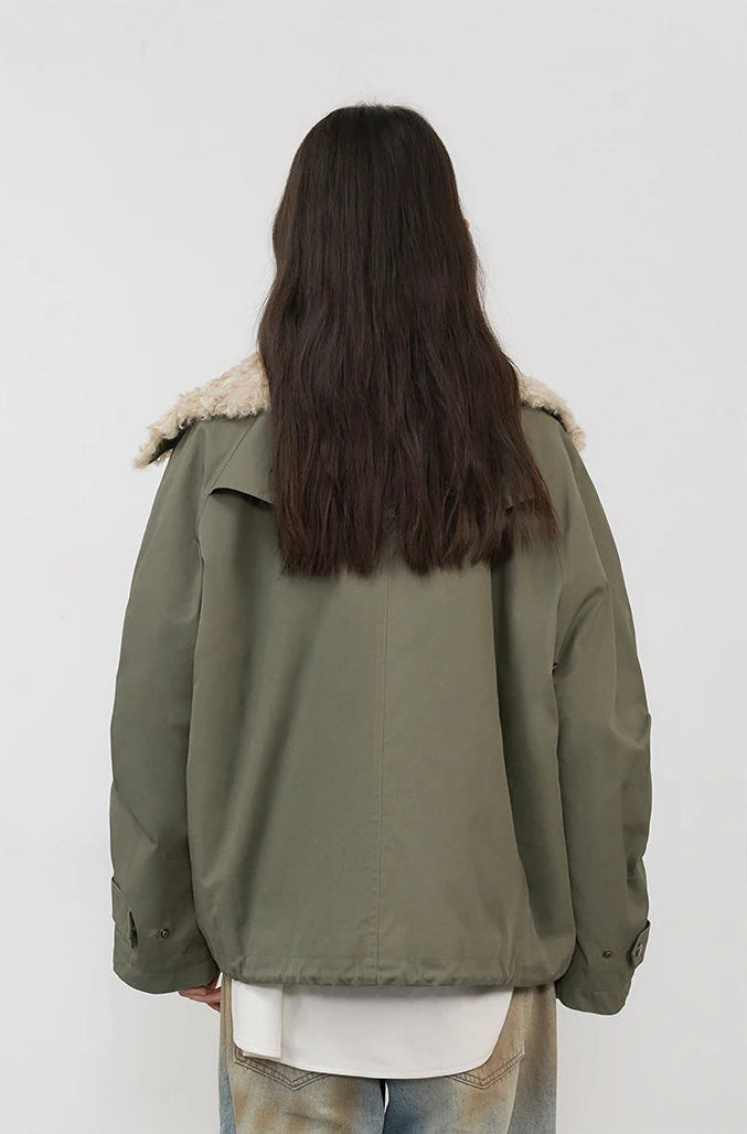 Loose Casual Jacket With Exterior Fur