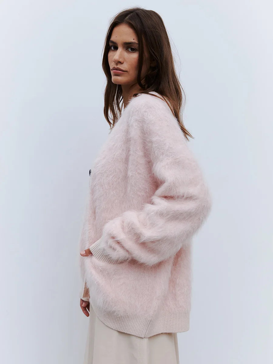 Loose Cardigan With Fur