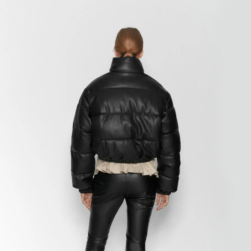 Short Puffer Down Padded Black Jacket